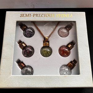 Vintage (7) SEMI-PRECIOUS STONES BOTTLE PENDANT NECKLACE